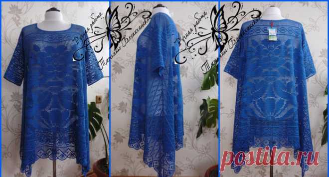 Схемы и описание филейного вязания крючком туники