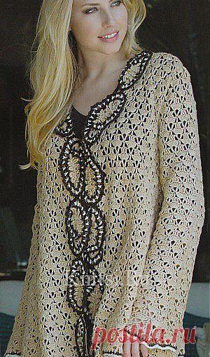 Бежевый кардиган. Вязание для женщин / Кардиганы / Крючком