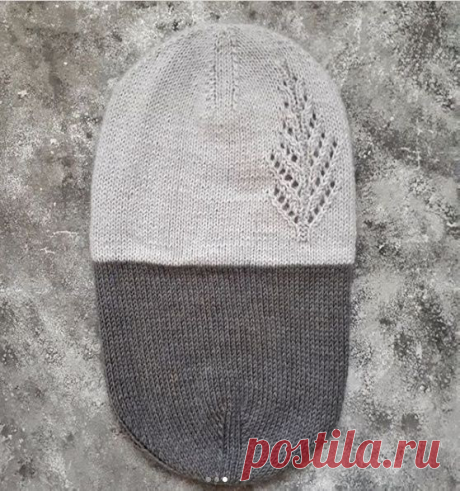Двойная шапочка с ажурным узором (Вязание спицами) – Журнал Вдохновение Рукодельницы