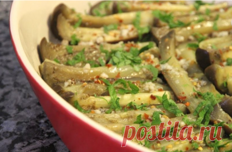 Очень вкусная, остренькая закуска из баклажан без обжарки в масле