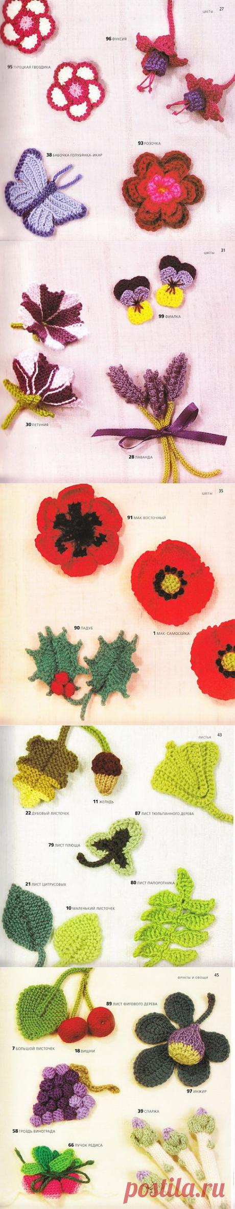 100 вязаных цветов..