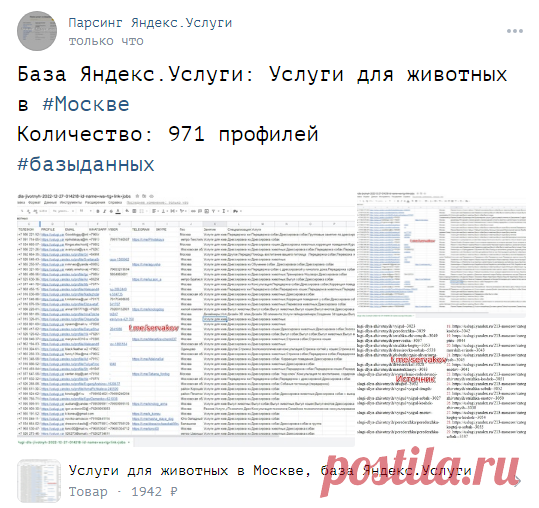 База Яндекс.Услуги: Услуги для животных в Москве