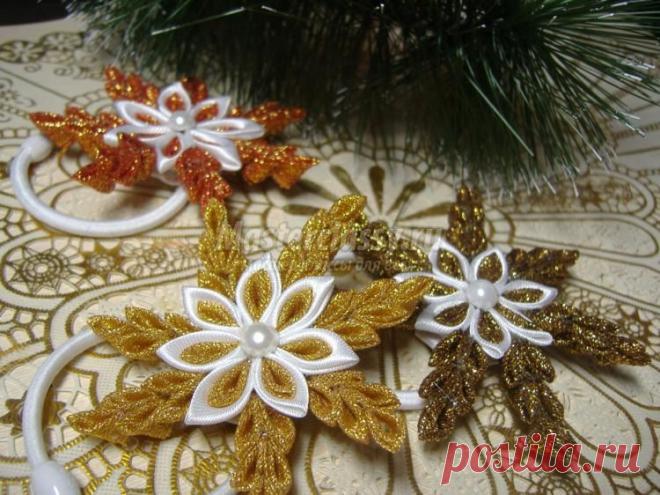 Канзаши. Резинки для волос «Снежинки». Мастер-класс с пошаговыми фото