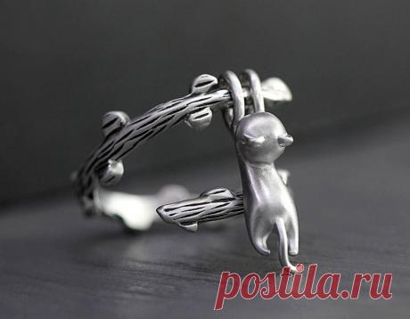Кольцо Sterling Climbing Cat. Маленькая кошка карабкается - Etsy Молдавия