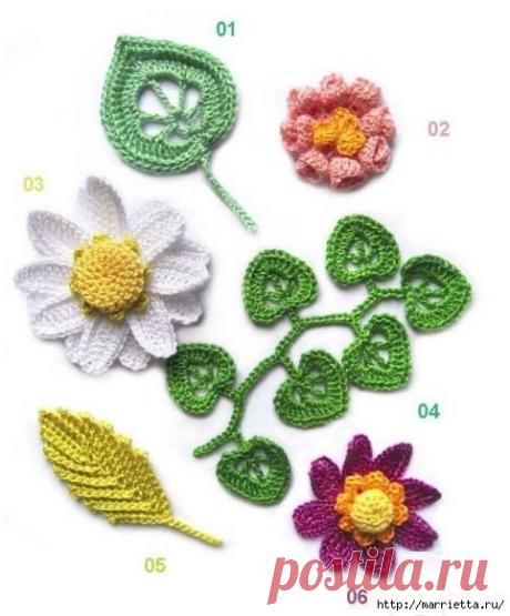 Схемы цветов крючком ( Уроки и МК по ВЯЗАНИЮ) | Журнал Вдохновение Рукодельницы