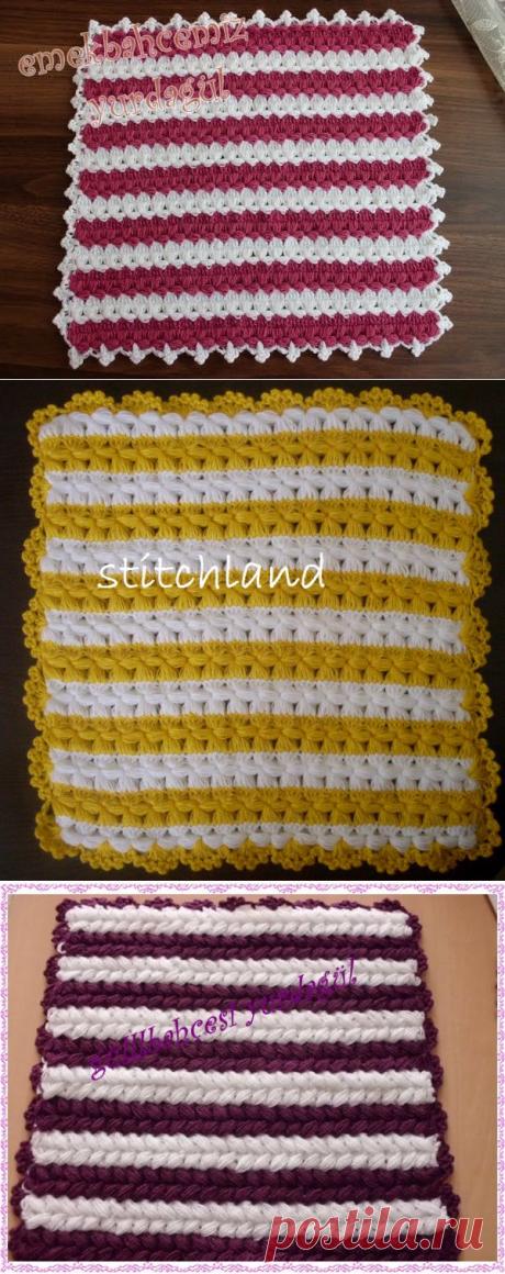 Узор крючком.Для пледов ,салфеток. Мастер класс..