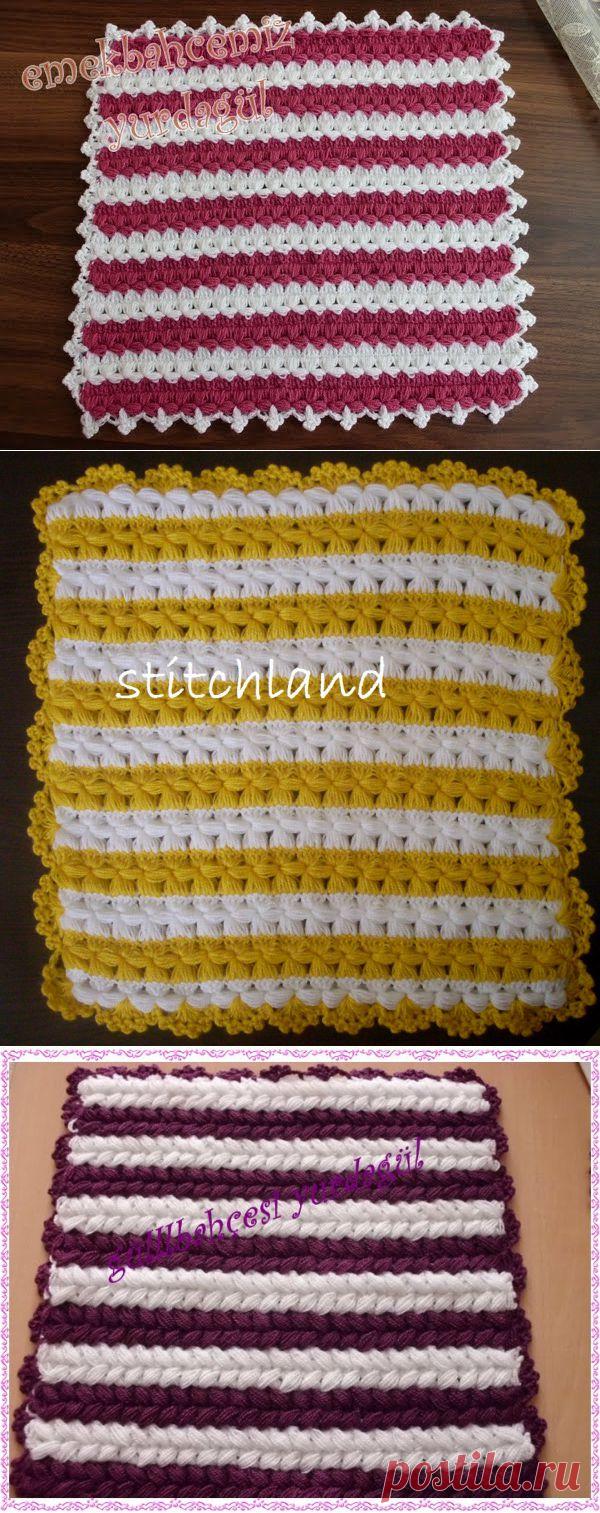 Узор крючком.Для пледов ,салфеток. Мастер класс..