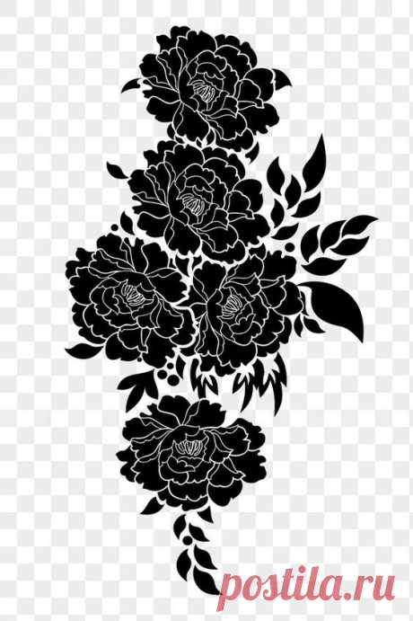 Download free png of Flower ornament png sticker illustration, transparent background. Free public domain CC0 image. about flower black and white, silhouette, flower silhouette, flower, and ornament 6811092