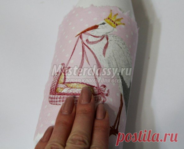Декупаж бутылки в подарок на День Рождения ребёнка. Мастер класс с пошаговыми фото