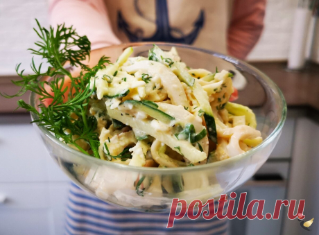 Салат "Море вкуса". Один из лучших рецептов салата с кальмаром, который я знаю, делюсь | MEREL | KITCHEN | Яндекс Дзен