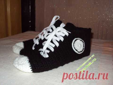 Тапочки — носочки «кеды» - вязание крючком на kru4ok.ru