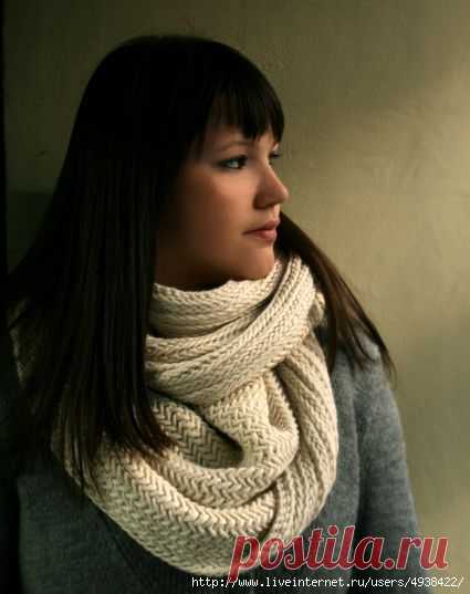Снуд узором "Большая елочка" (Big Herringbone Cowl).