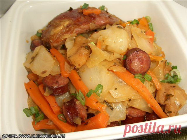 Рецепт - рагу овощное с копченой грудинкой и вялеными яблоками