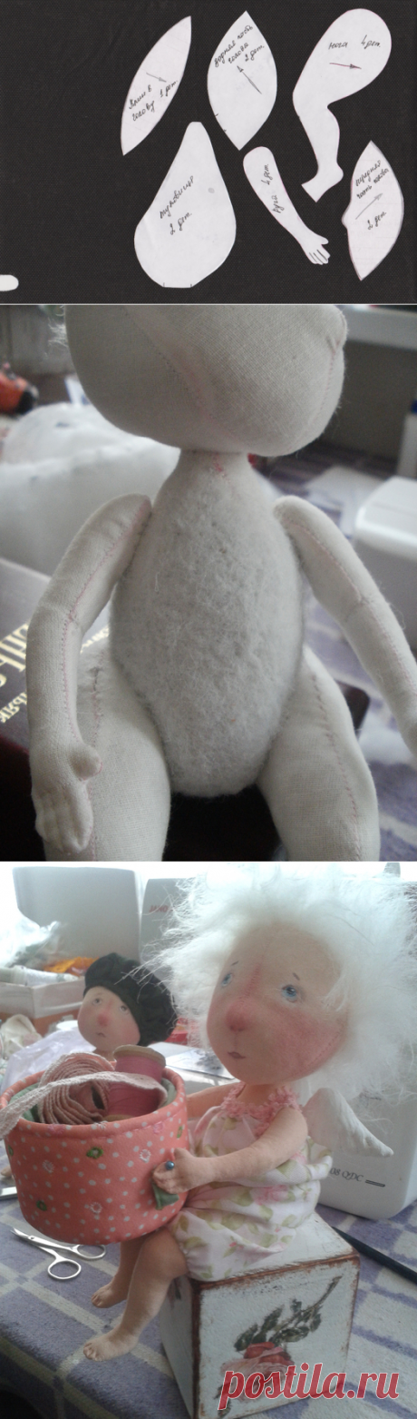 Ангел с коробкой.Кукла по мотивам картин Гапчинской.