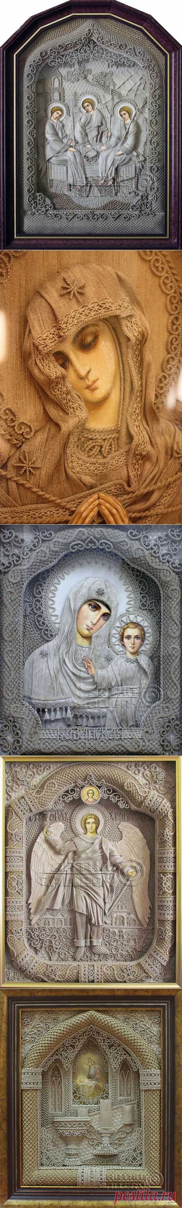 Уникальные иконы, выплетенные из льна