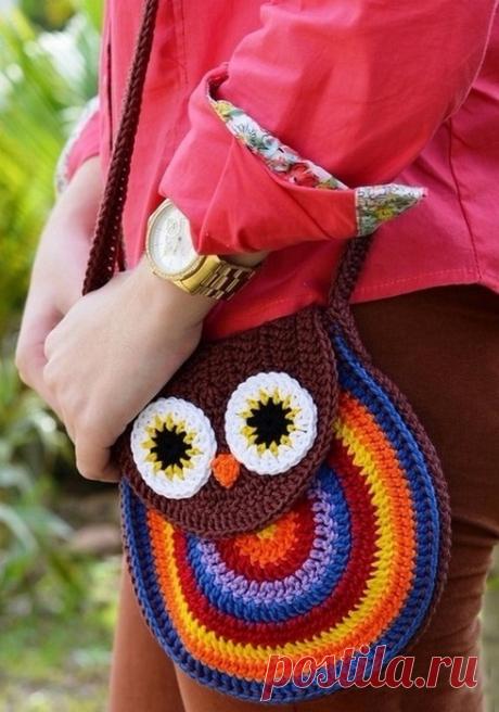 Сумка крючком Сова. Радужная сумка крючком схемы |