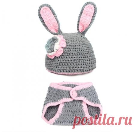 Милый ребенок младенческой трикотажные комплект одежды кролик костюм крючком Vetements новорожденный фотографии шляпы шапки 0 9 мес. A1 купить в магазине Charing International Trade Co.,Ltd. на AliExpress