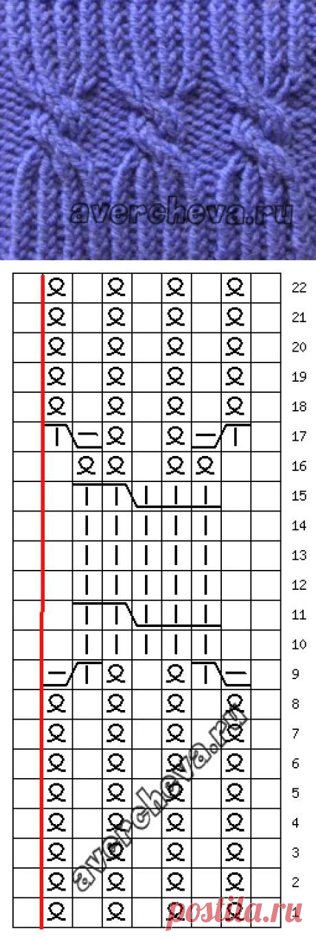 Узор 792 « Японская резинка 225» | каталог вязаных спицами узоров