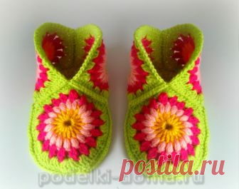 Тапочки из мотивов (вязание крючком, мастер-класс) | podelki-doma.ru