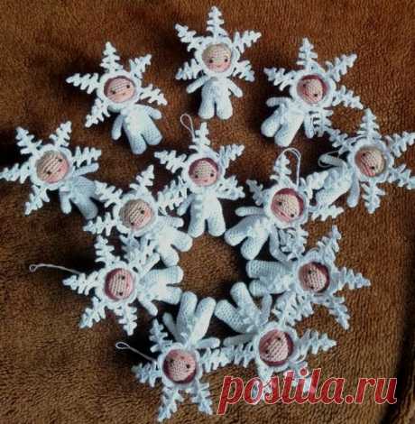 МИНИАТЮРНЫЕ КУКОЛКИ ~ СНЕЖИНКИ КРЮЧКОМ