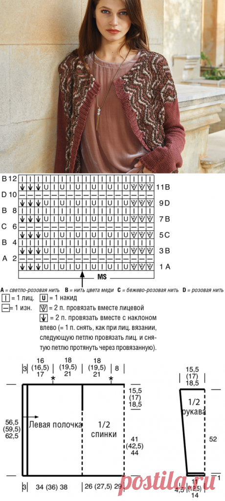 Кардиган с вертикальным волнистым узором - схема вязания спицами. Вяжем Кардиганы на Verena.ru
