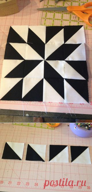knit 'n lit: Modern Half-Square Triangle Quilt-a-Long Block 22