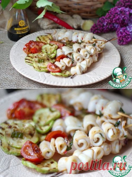Шашлычки с кальмарами - кулинарный рецепт