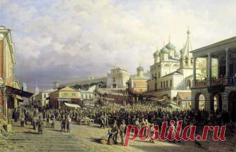 Петр Верещагин. Рынок в Нижнем Новгороде. 1867 год.