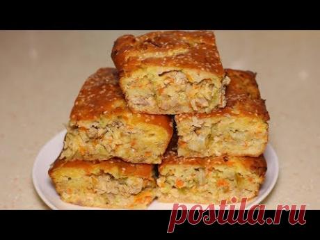 Самый быстрый заливной пирог с фаршем и капустой, готовится очень просто.