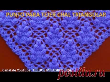 Punto a Crochet FRESITAS para tejer chal triangular, en punta o en V paso a paso