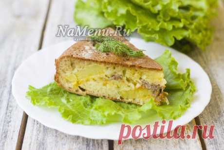 Сытный заливной пирог с мясом и картошкой - отличная идея, если нужно сытно перекусить