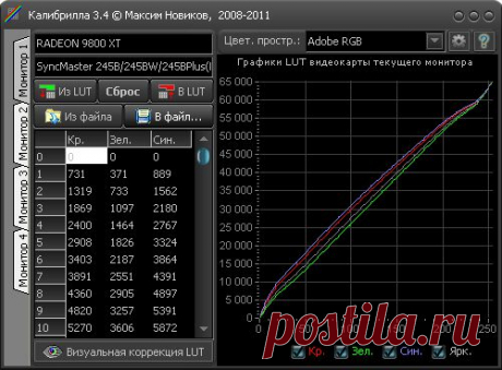 Calibrilla -Программа калибровки мониторов.
 Официальная страница программы.
Внимание! Программа Calibrilla не требует установки.