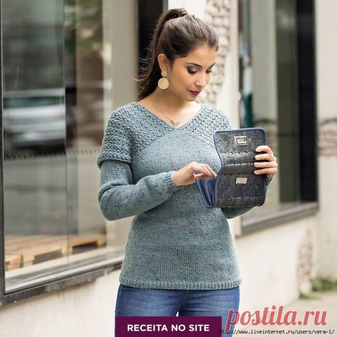 Пуловер спицами