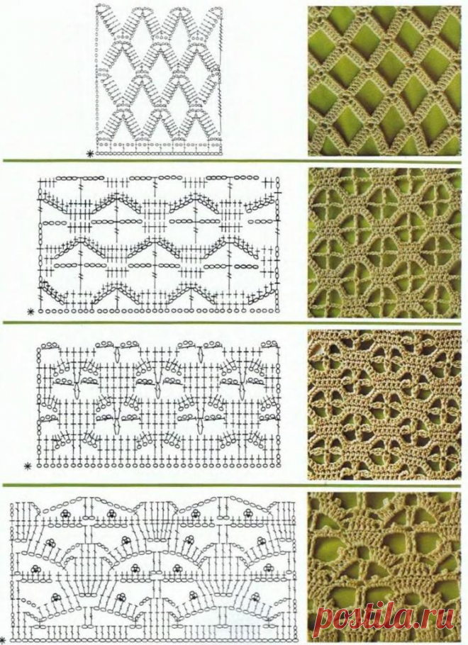 Ажурные узоры крючком