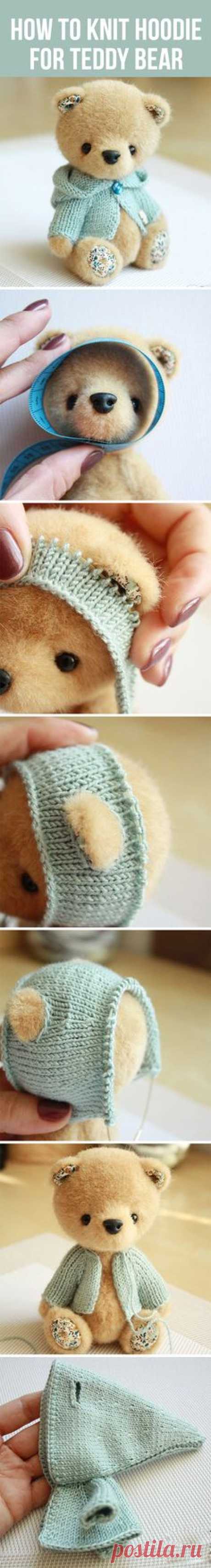 How to knit hoodie for Teddy bear