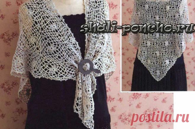 Шаль из сетчатых ромбов