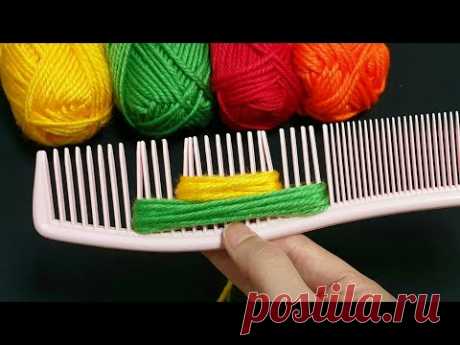 Amazing Woolen Flower Ideas with Hair Comb - Hand Embroidery Design - Sewing Hack - Easy Trick