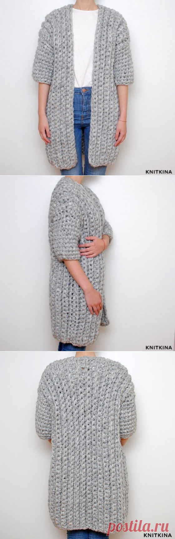 Вязаное пальто длинное KNITKINA