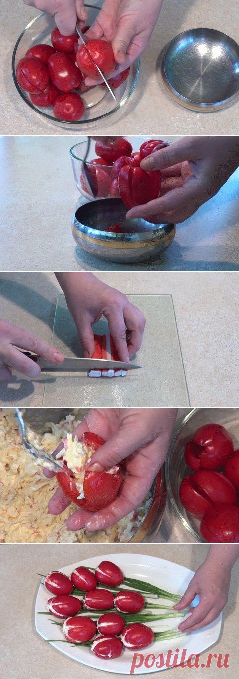 Праздничный салат-тюльпаны