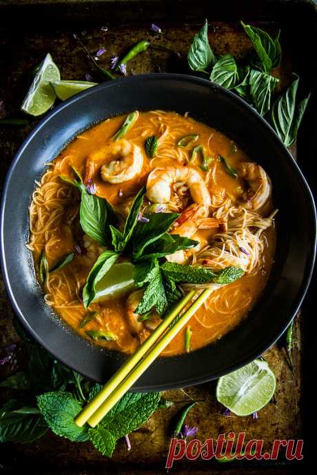 Кокосовое Креветки Laksa | Хизер Христо