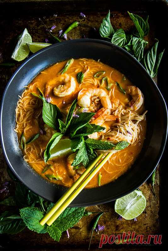 Кокосовое Креветки Laksa | Хизер Христо