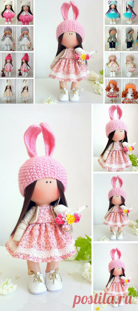 Rabbit Art Doll Nursery Textile Doll Soft Handmade Doll Baby