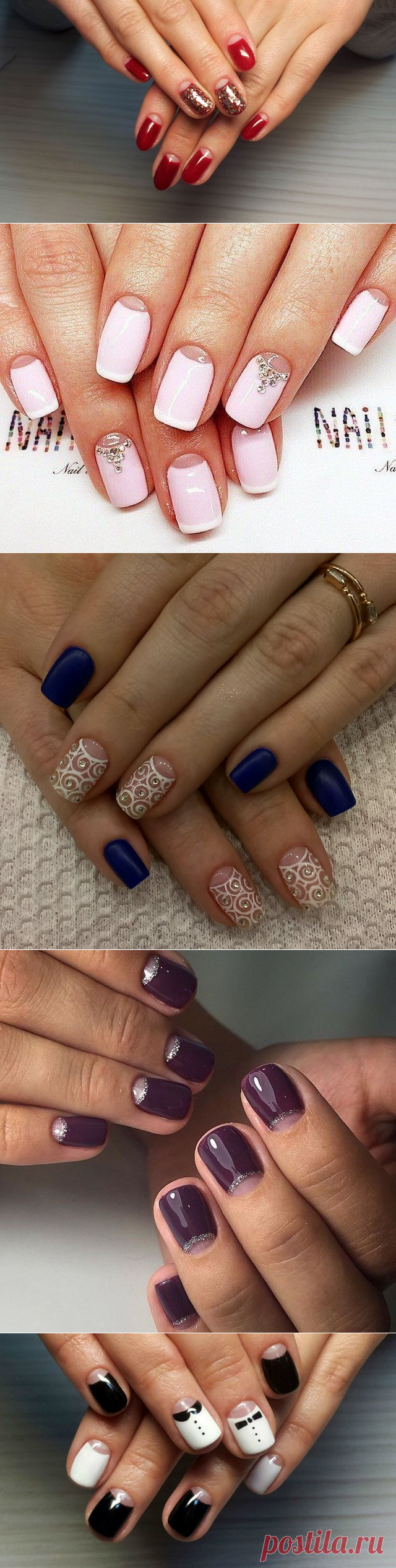 Классический лунный маникюр с не закрашенной лункой