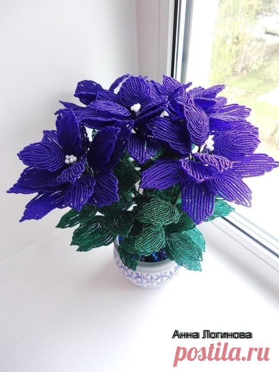 Синяя пуансеттия, автор Анна Логинова. Красотища!