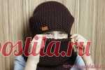 Вязаная шапка-бини и снуд