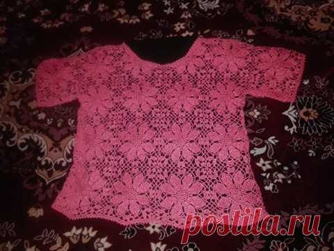 Вязаная ажурная кофточка "Лето красное"
