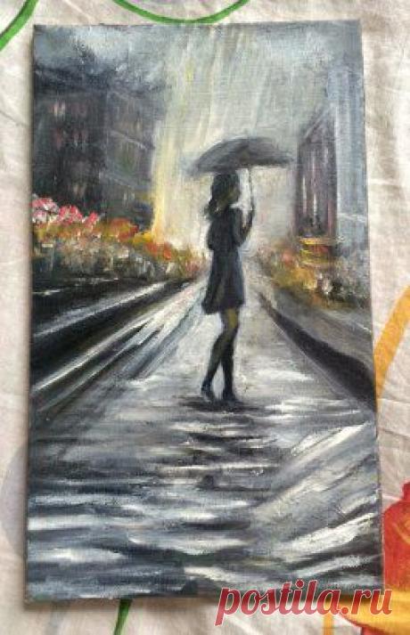 Под дождем масло холст В.Кузнецова