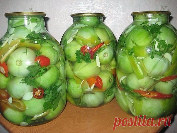 МУЖСКОЙ ОСТРЫЙ САЛАТ ИЗ ЗЕЛЕНЫХ ПОМИДОРОВ (без консервации)