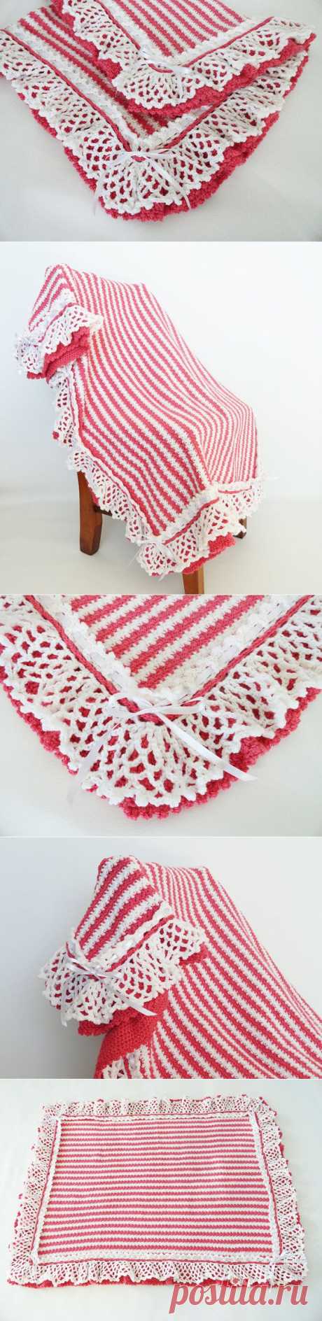 Crochet Baby Afghan Blanket Lacy Ruffle от KnitKnacksCreations