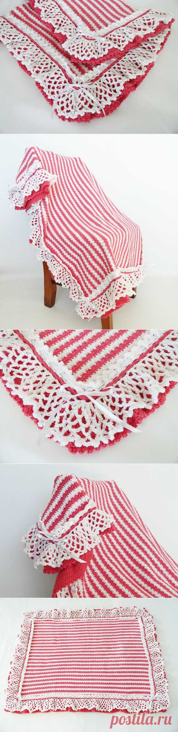 Crochet Baby Afghan Blanket Lacy Ruffle от KnitKnacksCreations